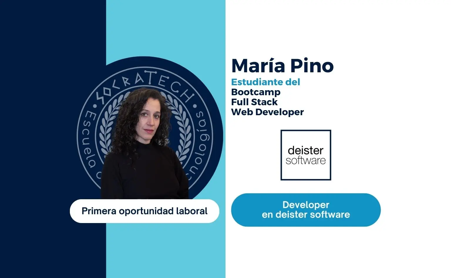 María Pino, exalumna de SocraTech, primera oportunidad laboral en deister software