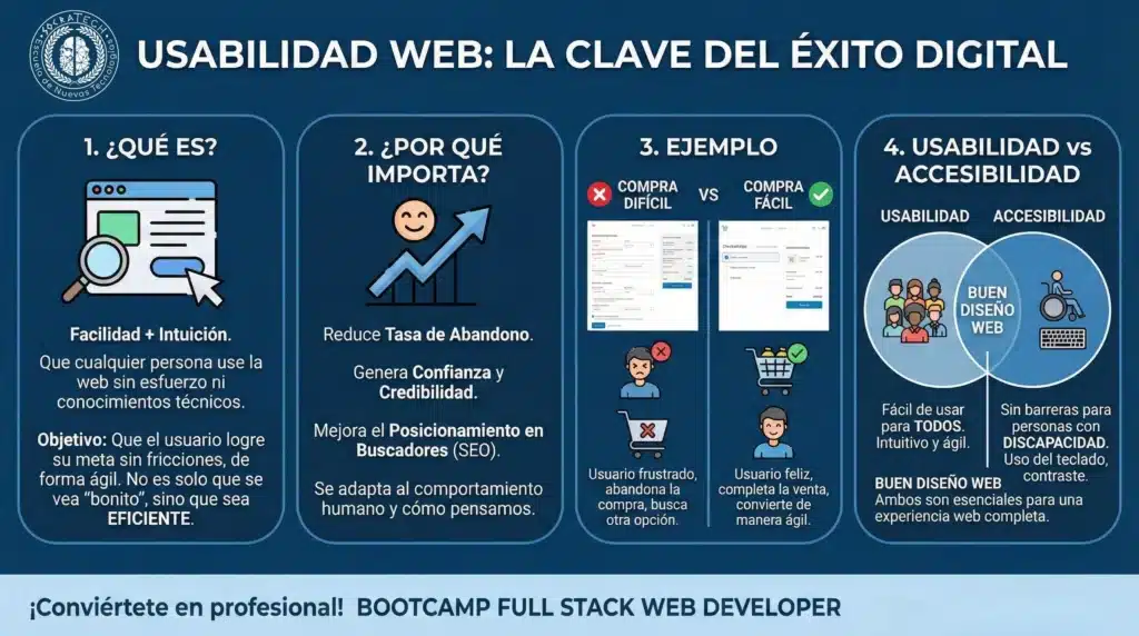 Infografía en la que se explica la usabilidad web, basada en este post de SocraTech