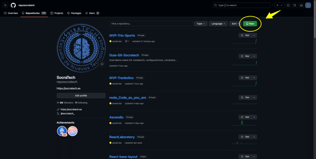 Crear nuevo repositorio GitHub