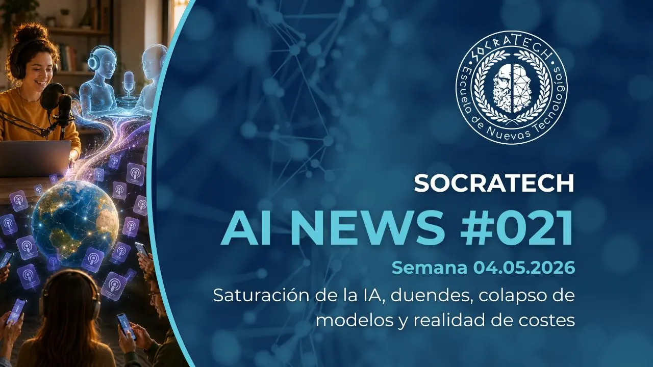 Portada de SocraTech AI News #021 donde vemos: la saturación de la IA, duendes, colapso de modelos y realidad de costes