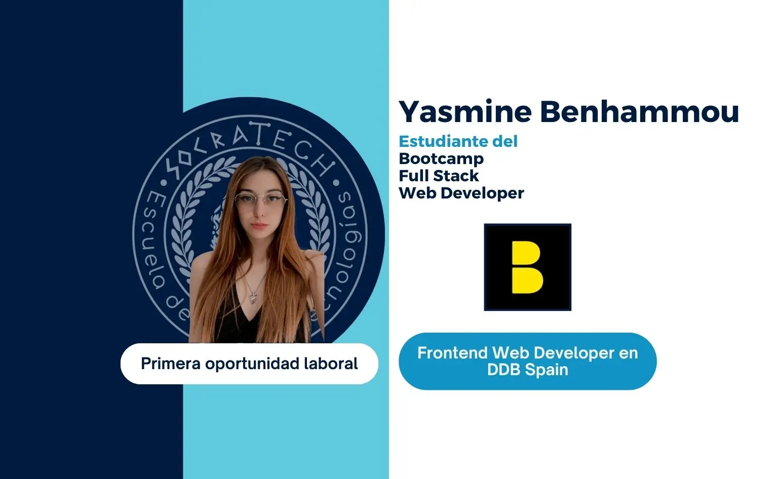 Yasmine Benhammou, exalumna de SocraTech, primera oportunidad laboral en DDB Spain