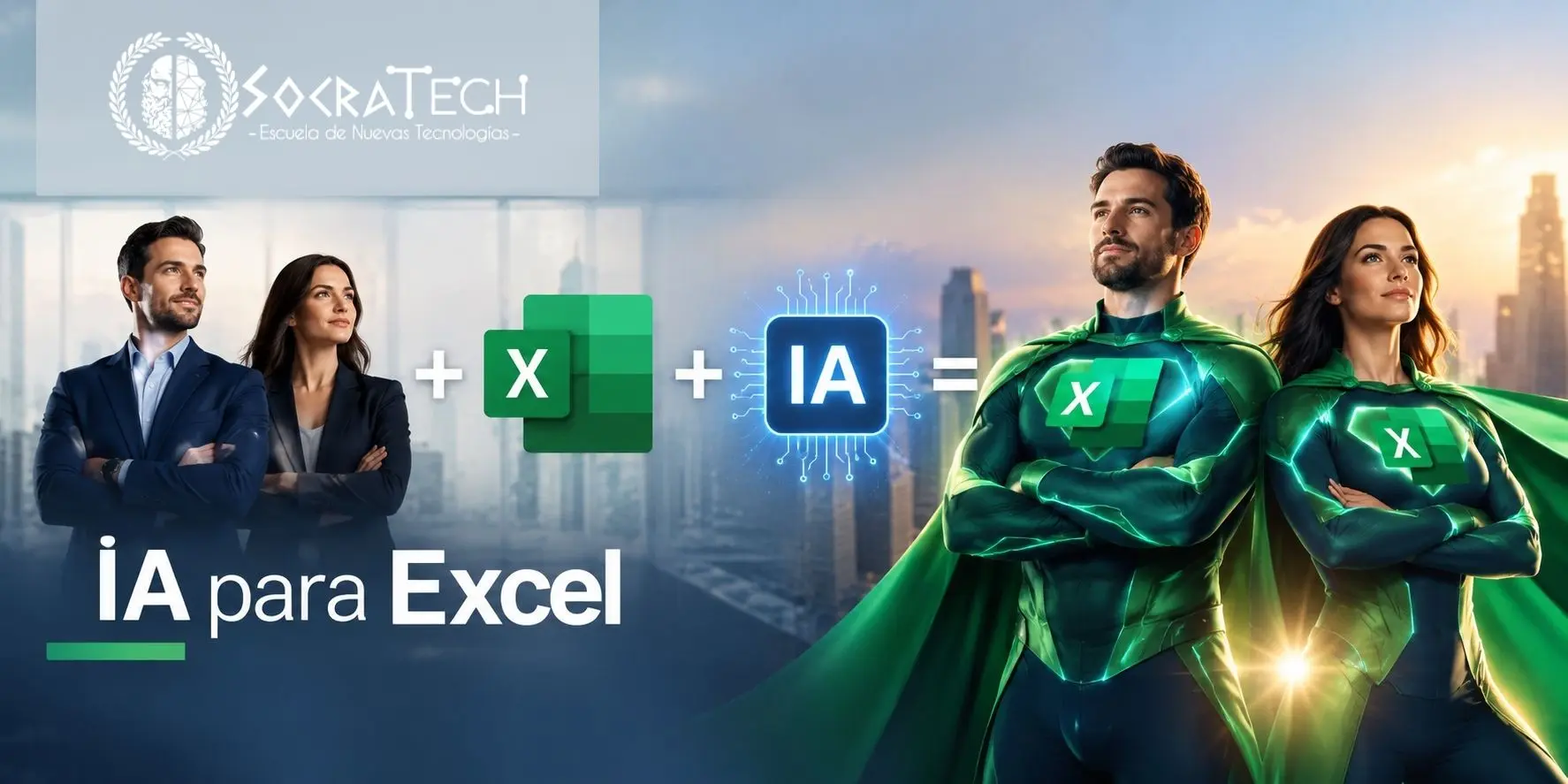 IA para Excel: profesionales que combinan Excel e inteligencia artificial para convertirse en superhéroes y mejorar su productividad.